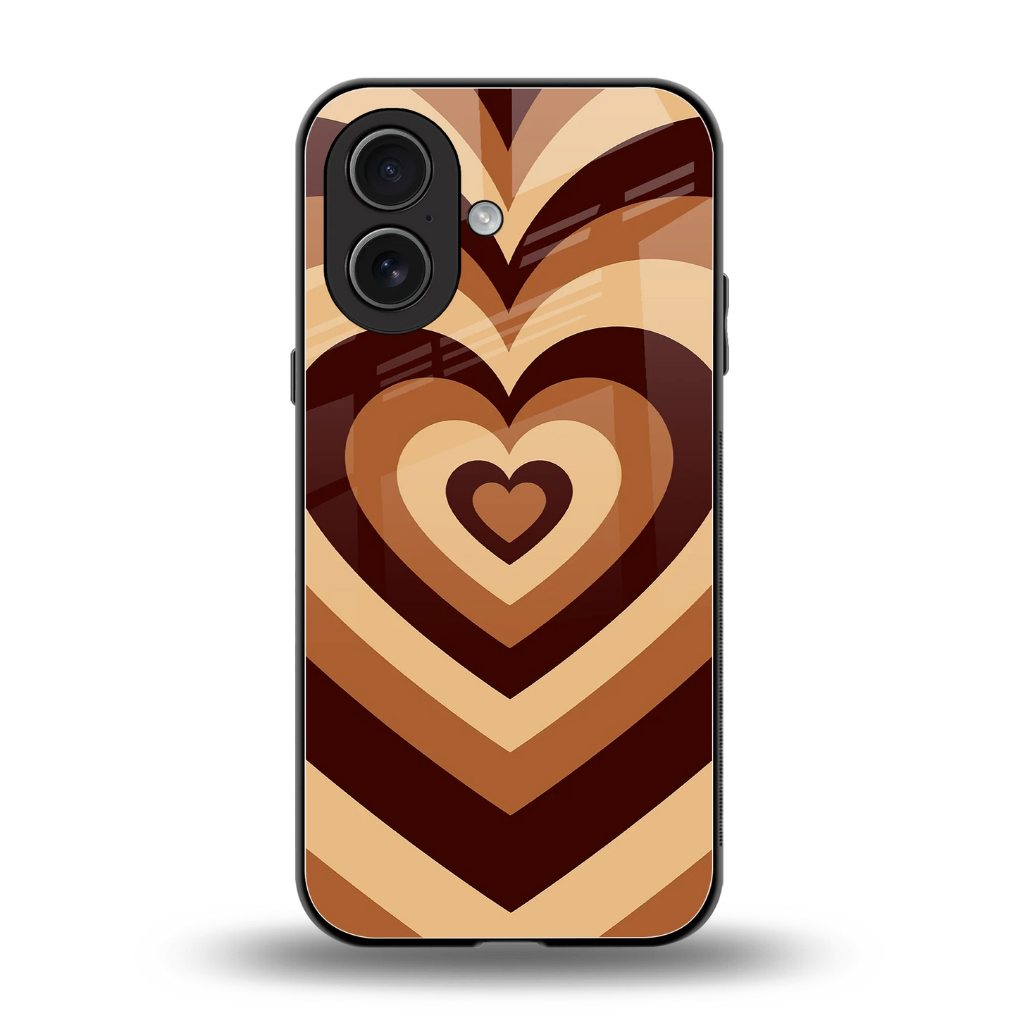 Y2K Brown Hearts back phone cover | glass case for iphone 17