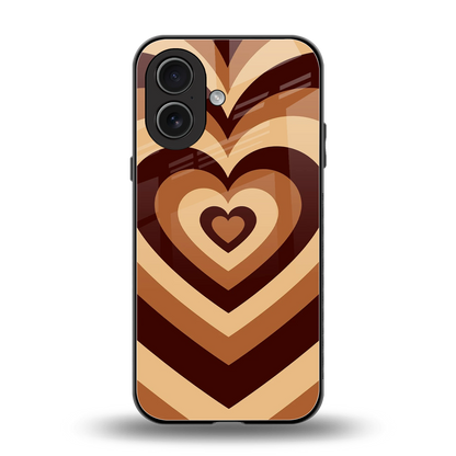 Y2K Brown Hearts back phone cover | glass case for iphone 17