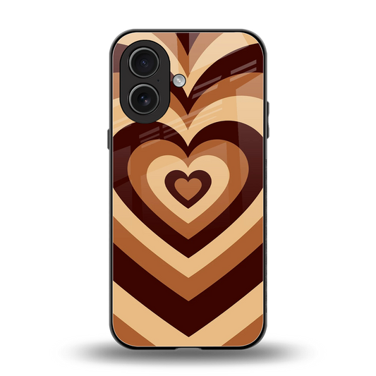 Y2K Brown Hearts back phone cover | glass case for iphone 17