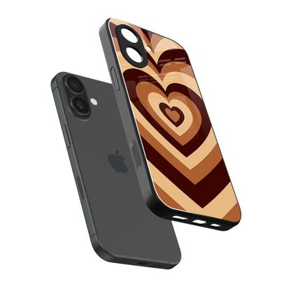 Y2K Brown Hearts sleek iphone 17 cover with tempered glass back and TPU edges