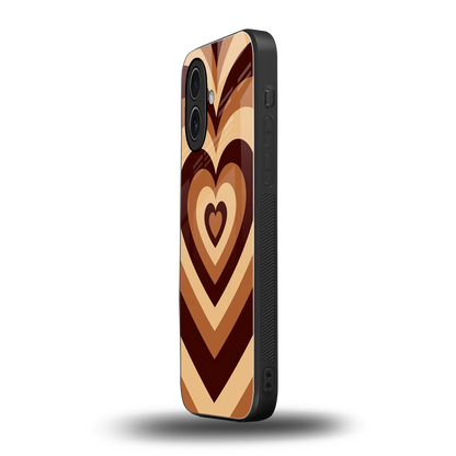 Y2K Brown Hearts iphone 17 mobile cover | shockproof glass phone case