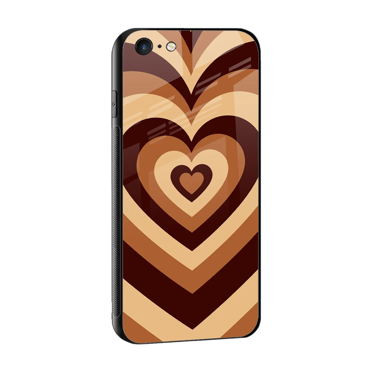 Y2K Brown Hearts sleek iphone 6s cover with tempered glass back and TPU edges