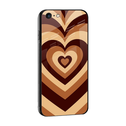 Y2K Brown Hearts sleek iphone 6s plus cover with tempered glass back and TPU edges