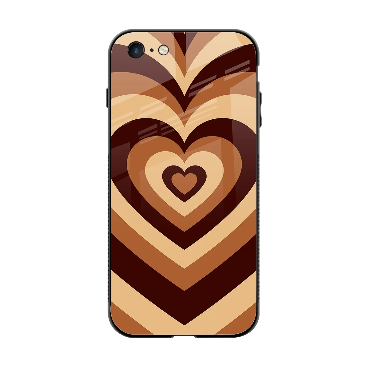 Y2K Brown Hearts back phone cover | glass case for iphone 6