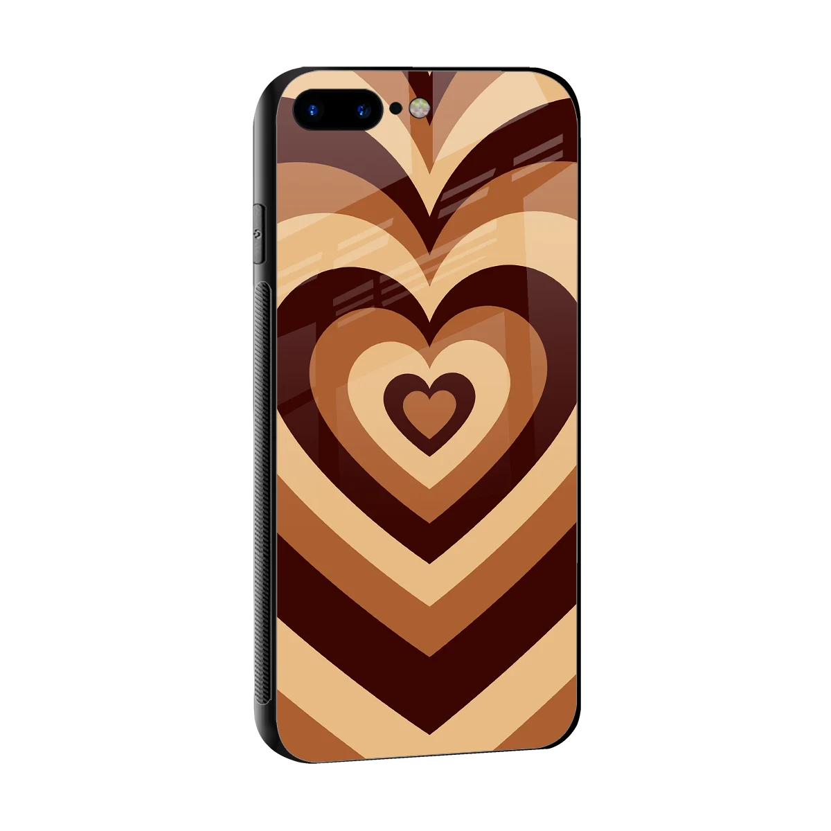 Y2K Brown Hearts sleek iphone 8 plus cover with tempered glass back and TPU edges