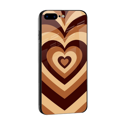 Y2K Brown Hearts sleek iphone 8 plus cover with tempered glass back and TPU edges