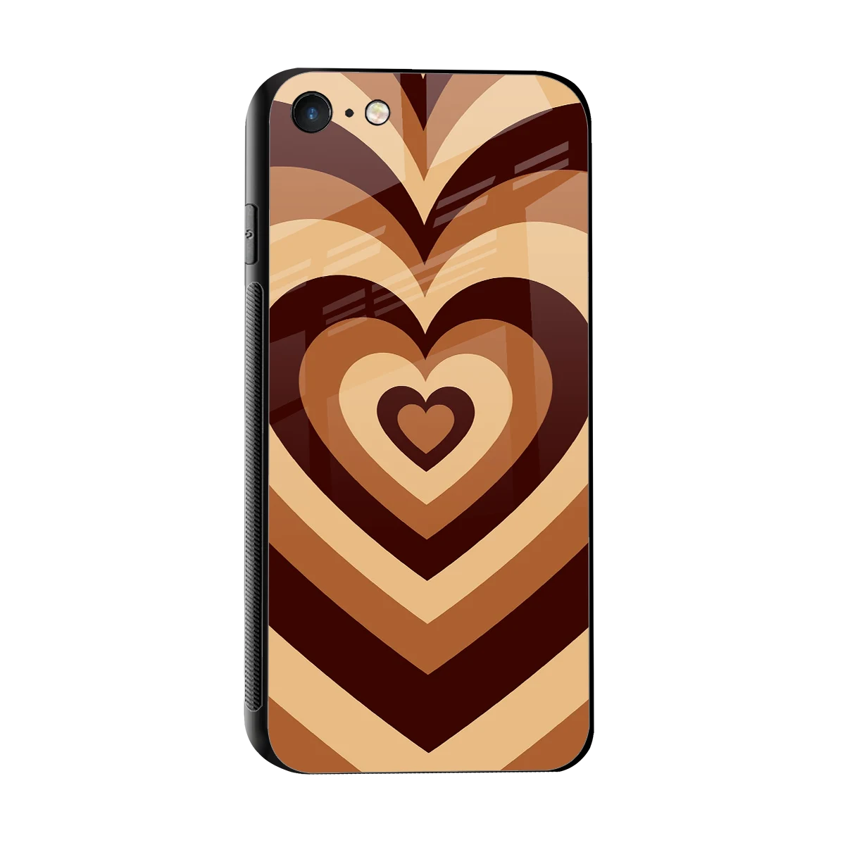 Y2K Brown Hearts sleek iphone 7 cover with tempered glass back and TPU edges