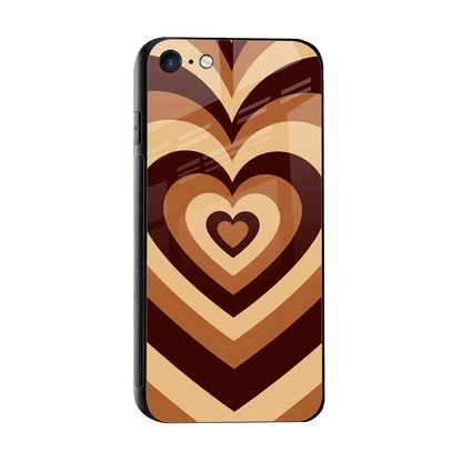 Y2K Brown Hearts sleek iphone 7 cover with tempered glass back and TPU edges