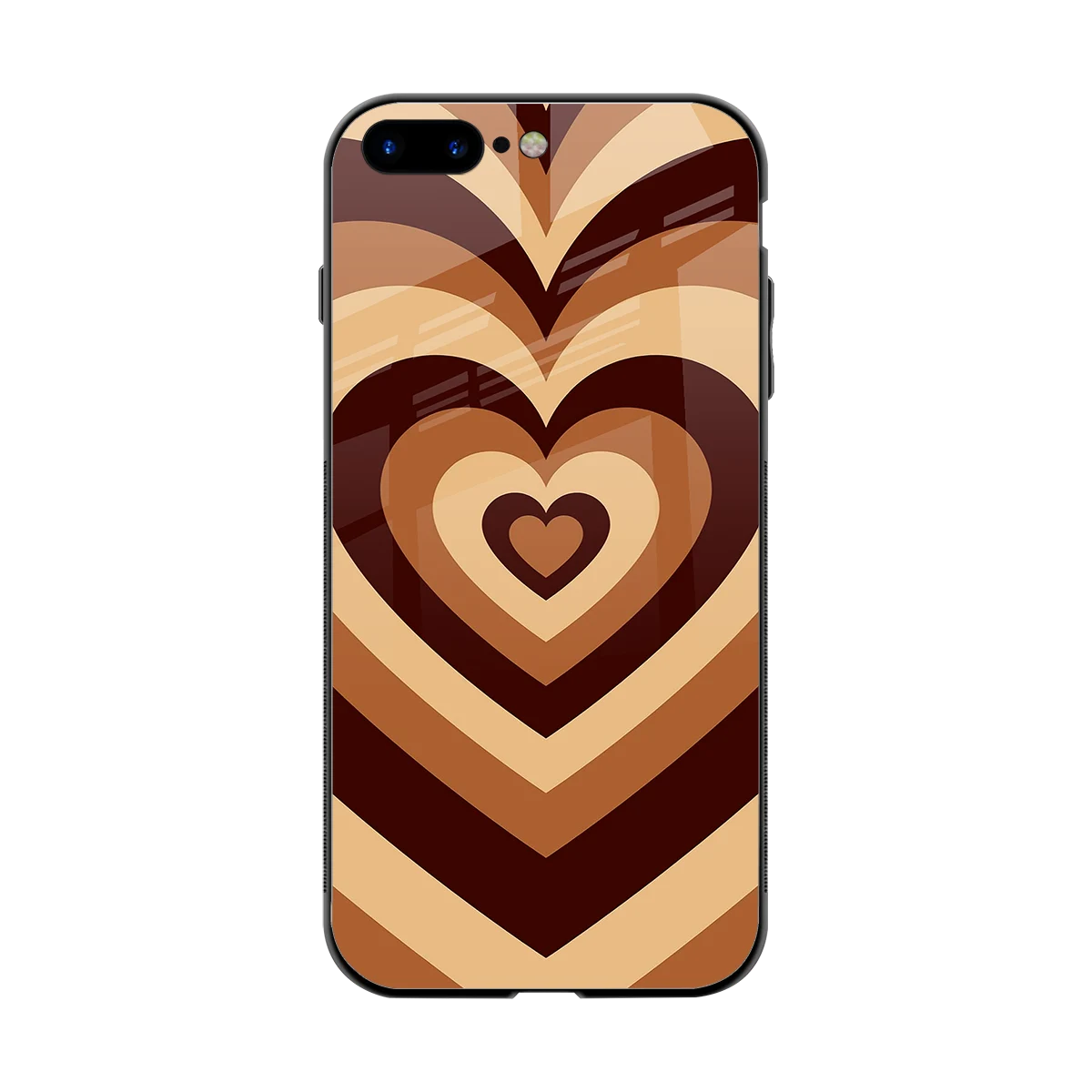 Y2K Brown Hearts back phone cover | glass case for iphone 8 plus