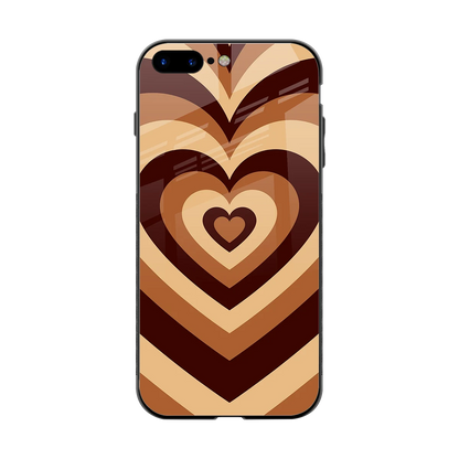 Y2K Brown Hearts back phone cover | glass case for iphone 8 plus