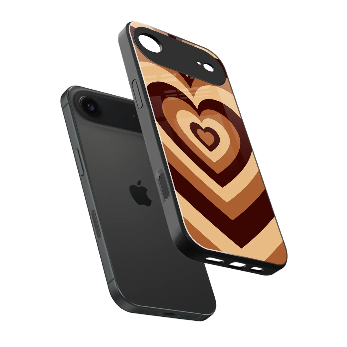 Y2K Brown Hearts sleek iphone air cover with tempered glass back and TPU edges