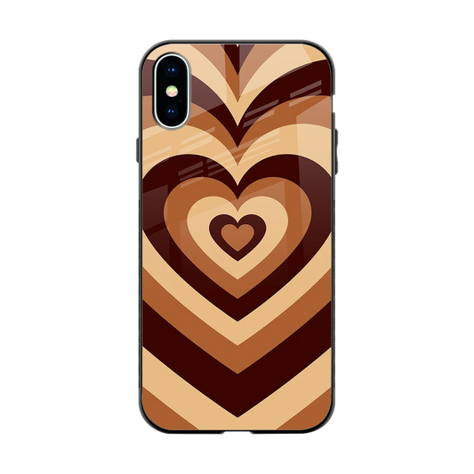 Y2K Brown Hearts back phone cover | glass case for iphone x