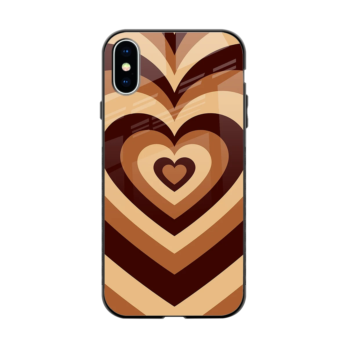 Y2K Brown Hearts back phone cover | glass case for iphone xs