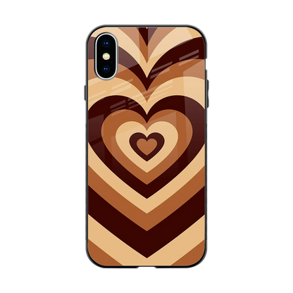 Y2K Brown Hearts back phone cover | glass case for iphone xs