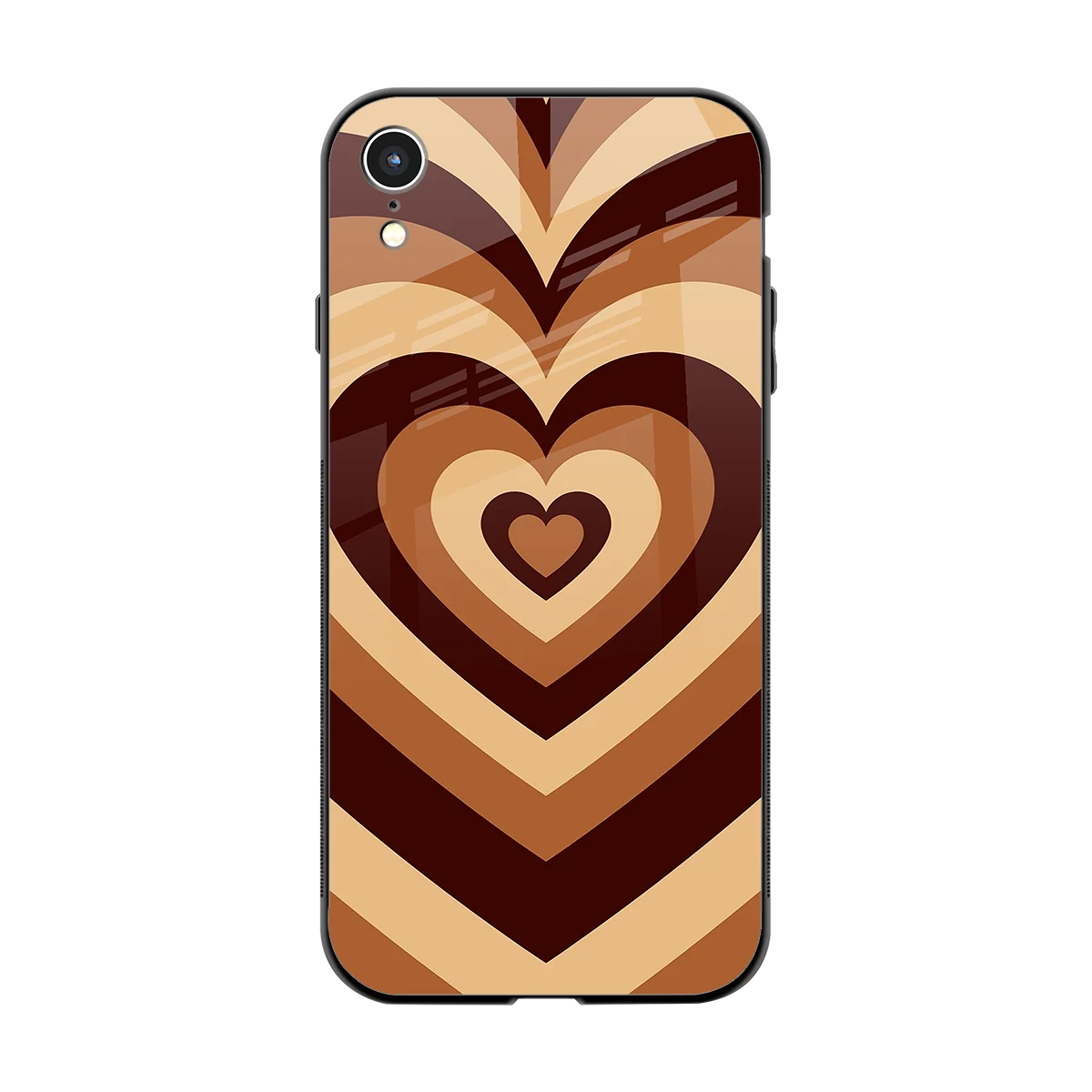 Y2K Brown Hearts back phone cover | glass case for iphone xr