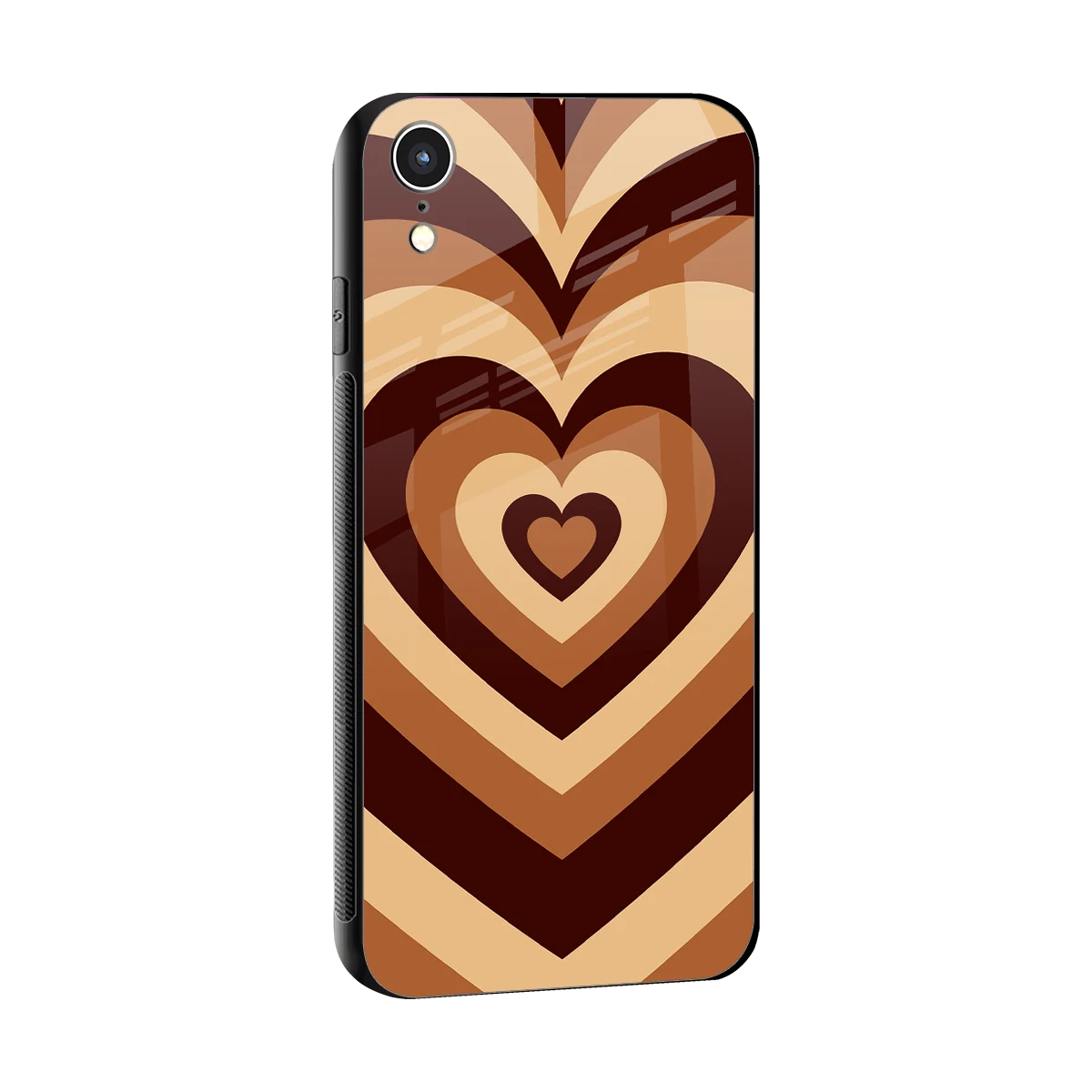 Y2K Brown Hearts sleek iphone xr cover with tempered glass back and TPU edges