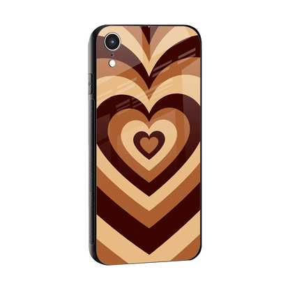 Y2K Brown Hearts sleek iphone xr cover with tempered glass back and TPU edges