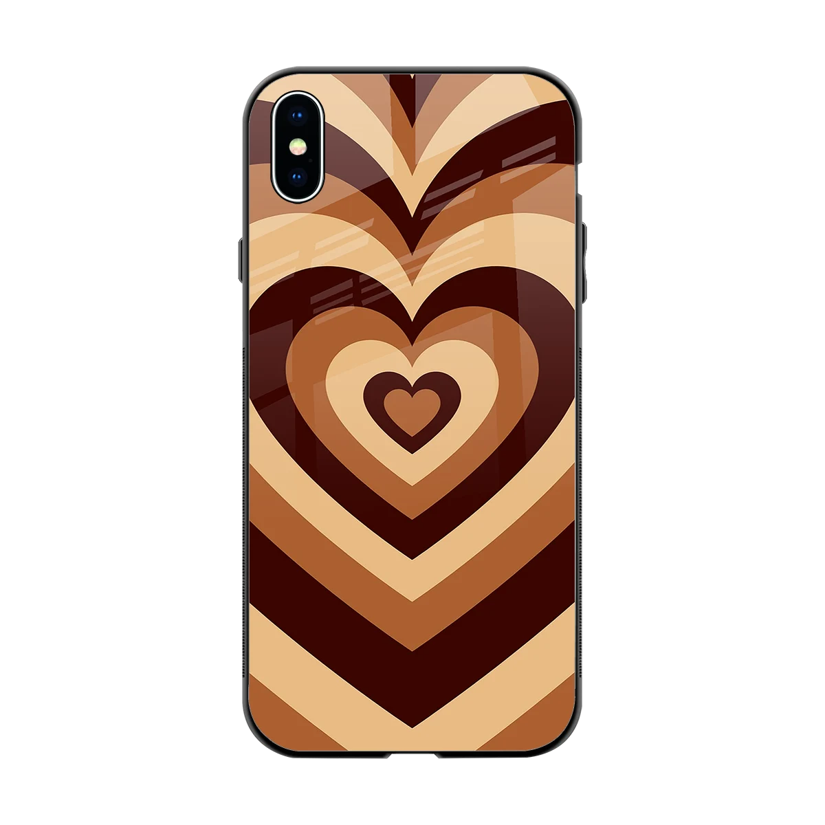 Y2K Brown Hearts back phone cover | glass case for iphone xs max