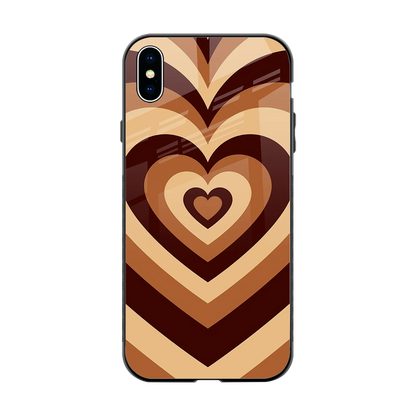 Y2K Brown Hearts back phone cover | glass case for iphone xs max