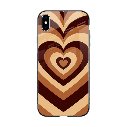 Y2K Brown Hearts back phone cover | glass case for iphone xs max