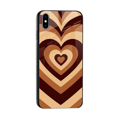 Y2K Brown Hearts sleek iphone xs max cover with tempered glass back and TPU edges