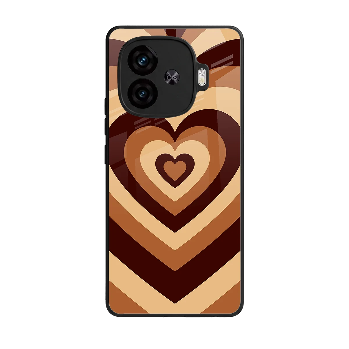 Y2K Brown Hearts back phone cover | glass case for iqoo neo 10r 5g