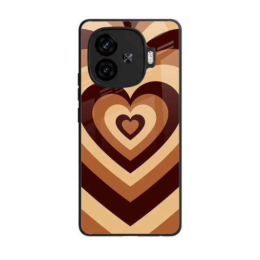 Y2K Brown Hearts back phone cover | glass case for iqoo neo 10r 5g