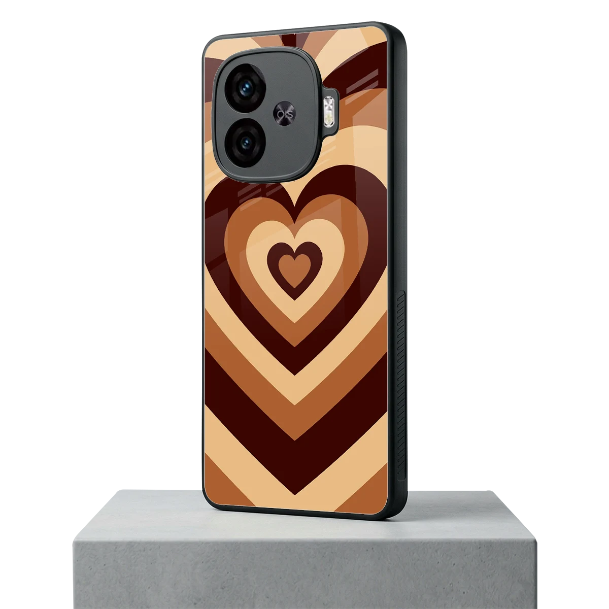 Y2K Brown Hearts iqoo neo 10r 5g mobile cover | shockproof glass phone case