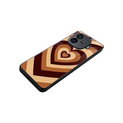 Y2K Brown Hearts stylish phone case for iqoo neo 10r 5g | glossy glass and slim fit