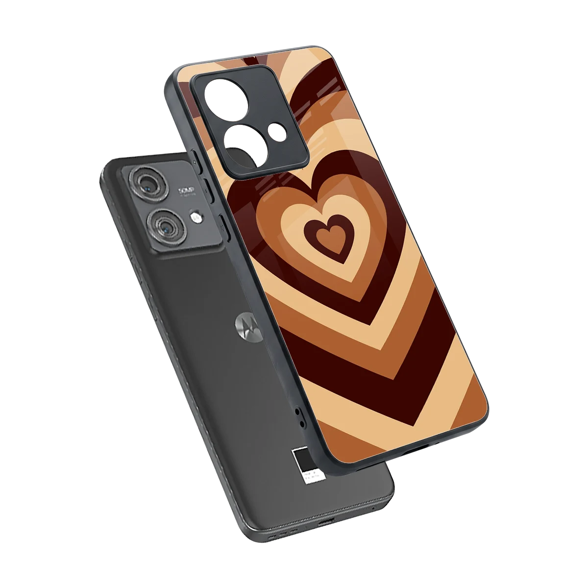 Y2K Brown Hearts sleek motorola edge 40 neo 5g cover with tempered glass back and TPU edges