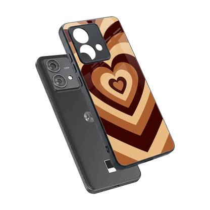 Y2K Brown Hearts sleek motorola edge 40 neo 5g cover with tempered glass back and TPU edges