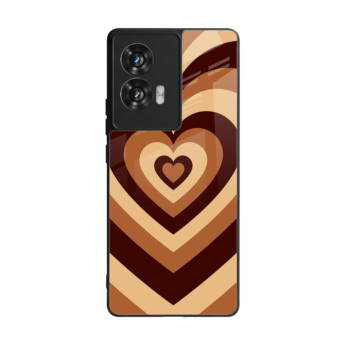 Y2K Brown Hearts back phone cover | glass case for motorola edge 50 fusion