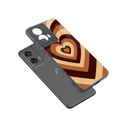 Y2K Brown Hearts sleek motorola edge 50 fusion cover with tempered glass back and TPU edges