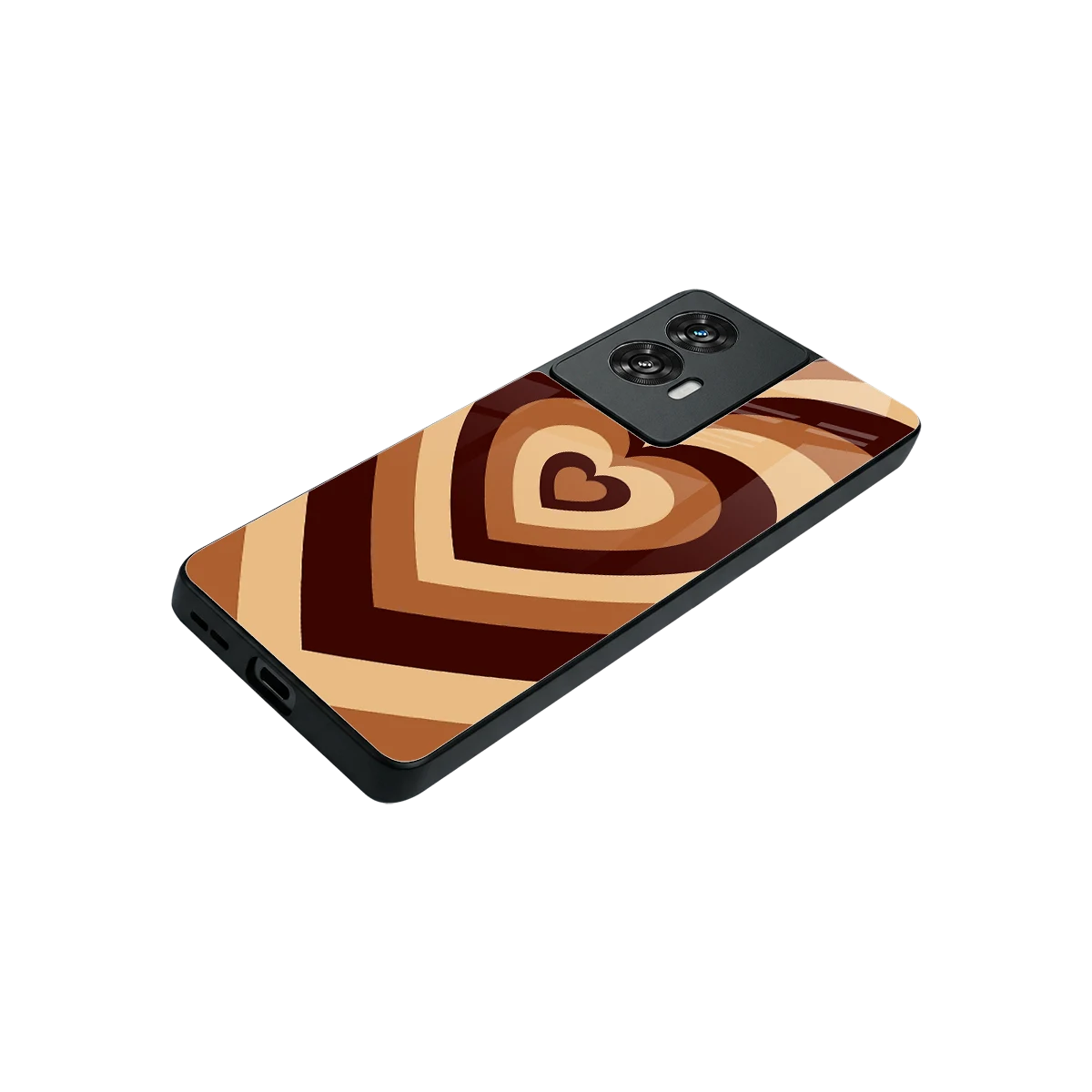 Y2K Brown Hearts stylish phone case for motorola edge 50 fusion | glossy glass and slim fit