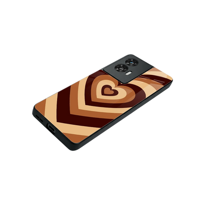 Y2K Brown Hearts stylish phone case for motorola edge 50 fusion | glossy glass and slim fit