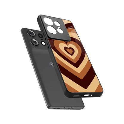Y2K Brown Hearts sleek motorola edge 50 pro cover with tempered glass back and TPU edges
