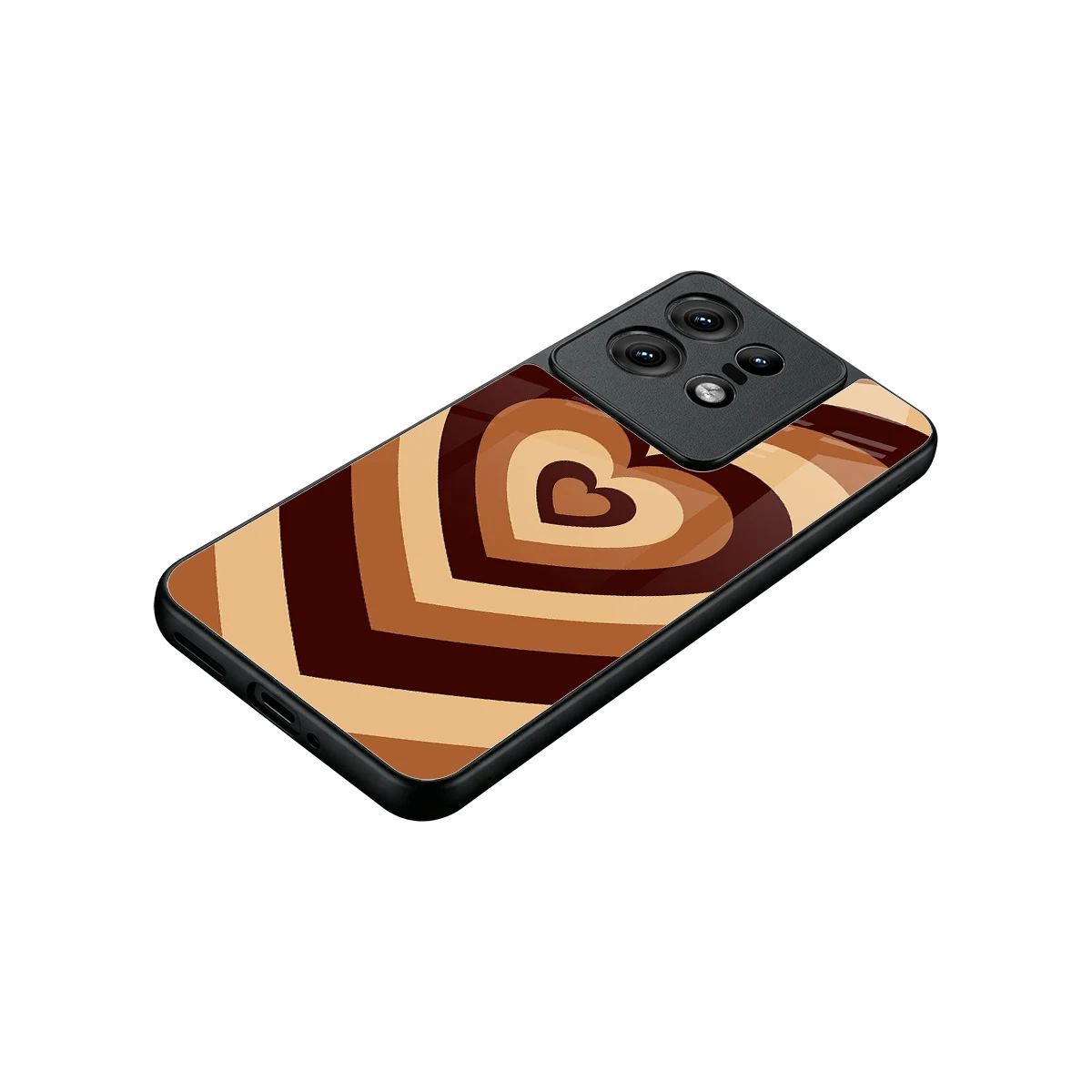 Y2K Brown Hearts stylish phone case for motorola edge 50 pro | glossy glass and slim fit