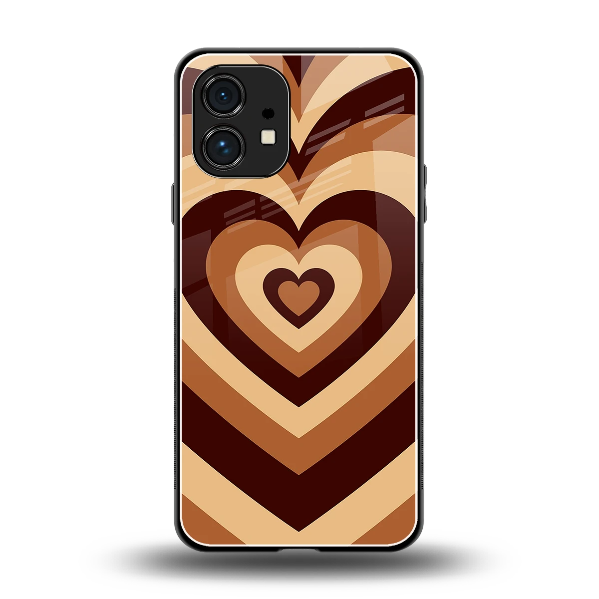 Y2K Brown Hearts back phone cover | glass case for nothing phone 1