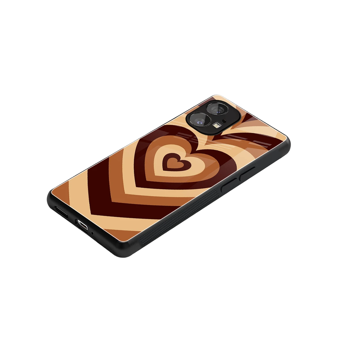 Y2K Brown Hearts stylish phone case for nothing phone 1 | glossy glass and slim fit