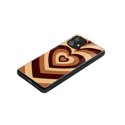 Y2K Brown Hearts stylish phone case for nothing phone 1 | glossy glass and slim fit