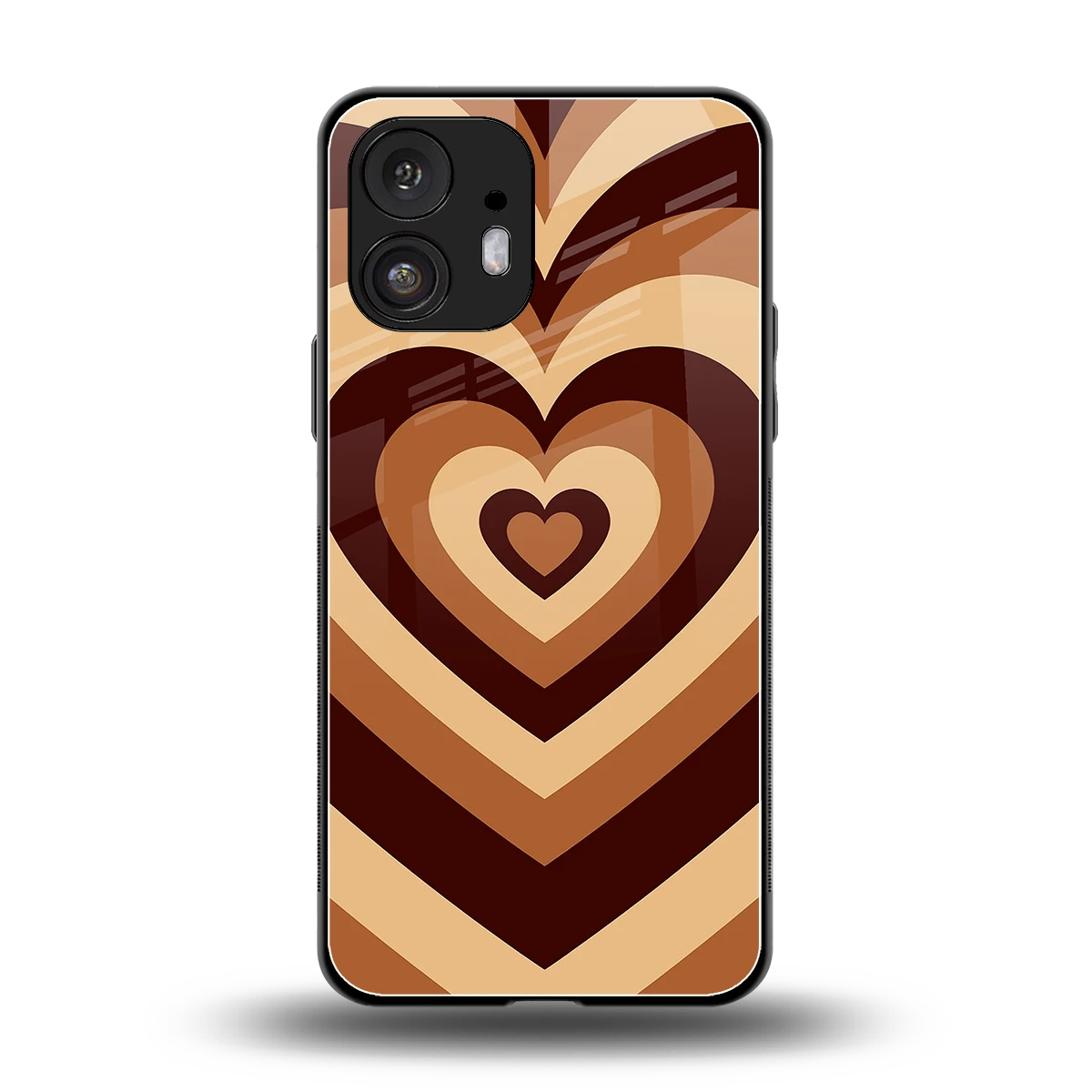 Y2K Brown Hearts back phone cover | glass case for nothing phone 2