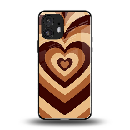 Y2K Brown Hearts back phone cover | glass case for nothing phone 2