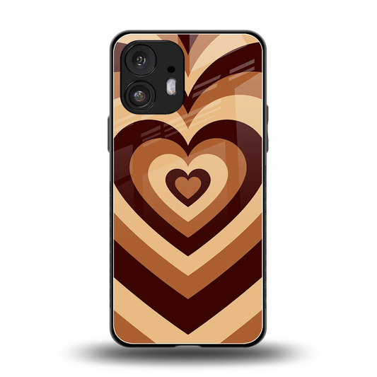 Y2K Brown Hearts back phone cover | glass case for nothing phone 2