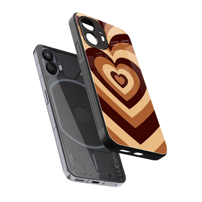 Y2K Brown Hearts sleek nothing phone 2 cover with tempered glass back and TPU edges