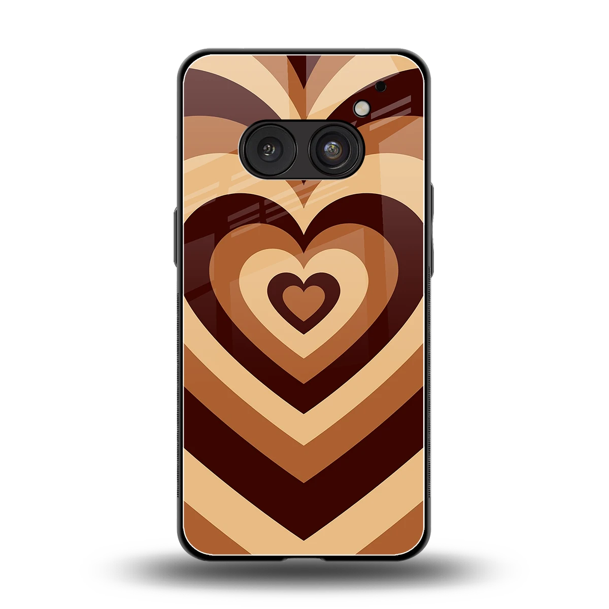Y2K Brown Hearts back phone cover | glass case for nothing phone 2a