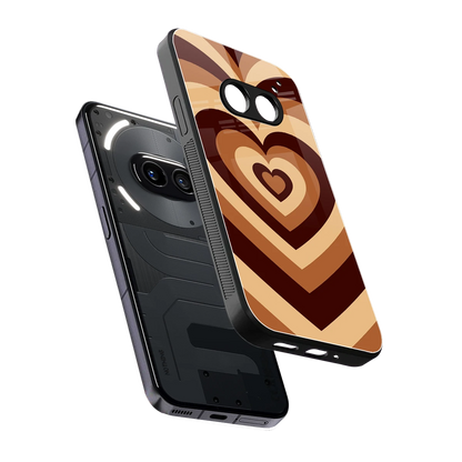 Y2K Brown Hearts sleek nothing phone 2a cover with tempered glass back and TPU edges