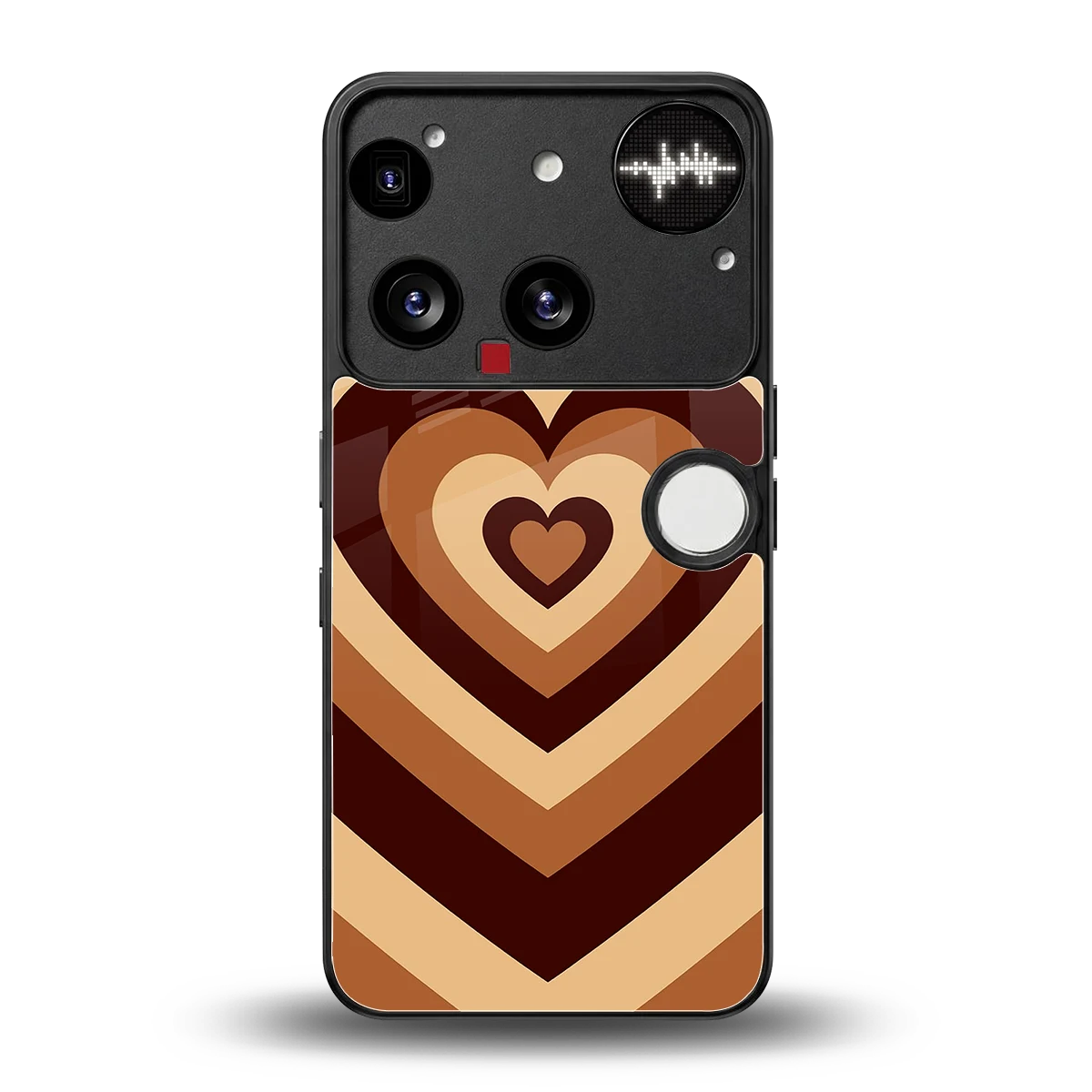 Y2K Brown Hearts back phone cover | glass case for nothing phone 3