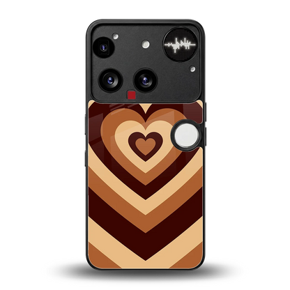 Y2K Brown Hearts back phone cover | glass case for nothing phone 3