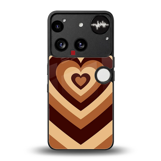 Y2K Brown Hearts back phone cover | glass case for nothing phone 3