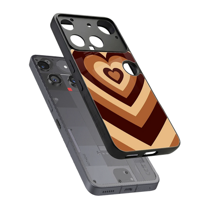 Y2K Brown Hearts sleek nothing phone 3 cover with tempered glass back and TPU edges